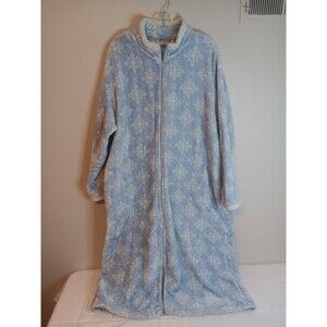 Croft & Barrow Zip Up Plush Robe Sz 2 XL Blue / White